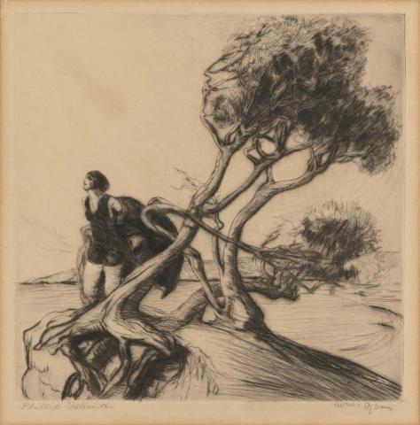 Artwork Philip Island this artwork made of Drypoint on cream wove paper, created in 1925-01-01