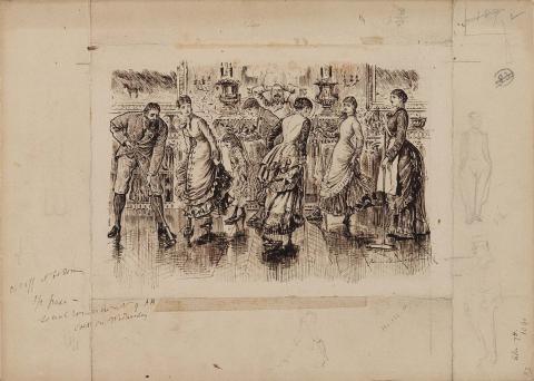 Artwork Social tomorrow at 9am this artwork made of Pen and brown ink over pencil on thick wove paper, created in 1878-01-01