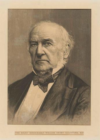 Artwork The Right Honourable William Ewart Gladstone, M.P. this artwork made of Wood engraving on paper