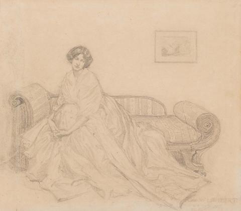 Artwork The simpler life (portrait study of Thea Proctor) this artwork made of Pencil on thin wove paper, created in 1905-01-01