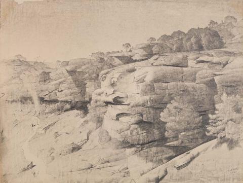 Artwork Sandstone cliffs this artwork made of Pencil on thin smooth cream wove paper, created in 1941-01-01