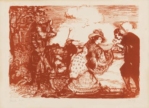 Artwork A pastoral fantasy (no. 8 from the 'Carnival Set') this artwork made of Lithograph on laid handmade paper, created in 1904-01-01