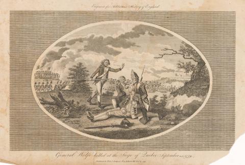 Artwork General Wolfe killed at the Siege of Quebec September 14 1759 (from 'Ashburton's History of England' series) this artwork made of Steel engraving, created in 1792-01-01