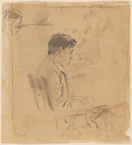 Artwork Untitled (portrait of R.G. Rivers) this artwork made of Pencil on brown prepared wove paper mounted on cardboard, created in 1888-01-01