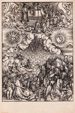 Artwork The Opening of the Fifth and Sixth Seals (from 'The Apocalypse' series) this artwork made of Woodcut on laid paper, created in 1497-01-01