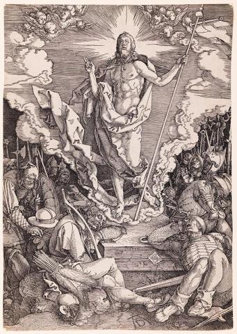 Artwork The Resurrection of Christ (from 'The Large Passion' series) this artwork made of Woodcut on laid paper, created in 1510-01-01