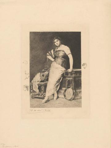 Artwork Tambourine girl this artwork made of Etching on paper, created in 1884-01-01