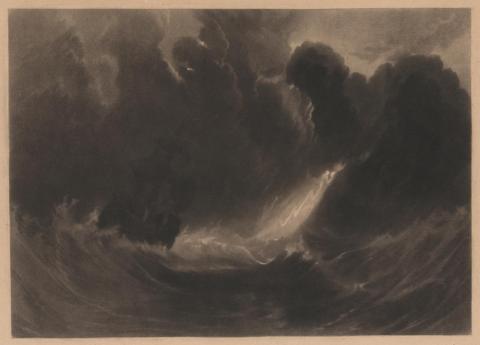 Artwork Ship in a storm (from 'Little Liber') this artwork made of Mezzotint on thick cream wove paper, created in 1826-01-01