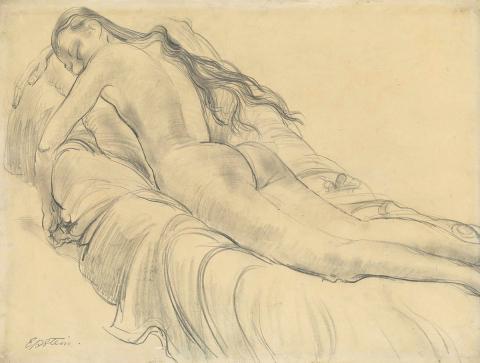 Artwork Figure study this artwork made of Pencil on thin smooth cream wove, created in 1923-01-01