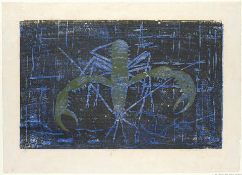 Artwork Crayfish this artwork made of Colour woodcut on Oriental paper, created in 1963-01-01