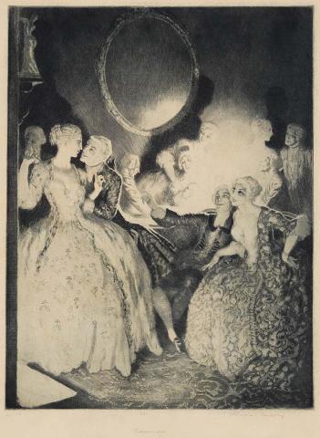 Artwork Casanova this artwork made of Etching and aquatint on cream wove paper, created in 1928-01-01