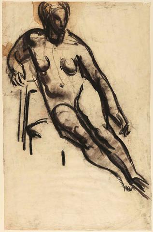 Artwork Nude this artwork made of Crayon on thin smooth wove paper, created in 1947-01-01