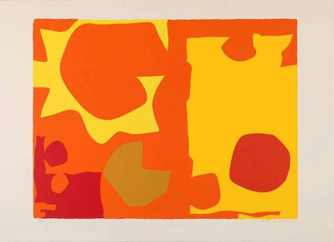 Artwork Six in light orange and red in yellow this artwork made of Screenprint on wove paper, created in 1970-01-01