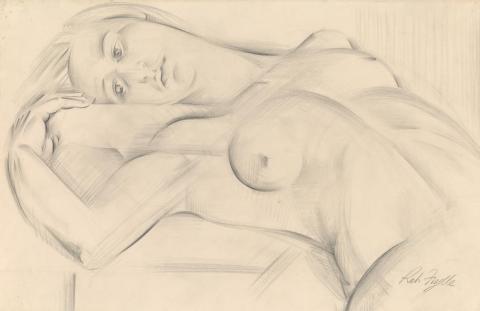 Artwork Reclining nude this artwork made of Pencil