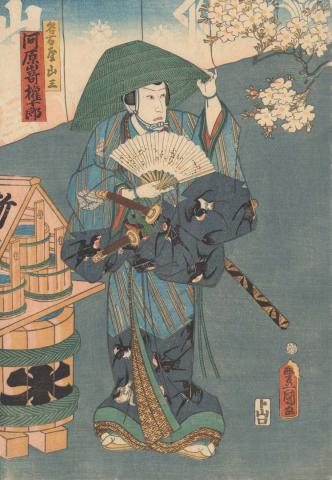 Artwork Nakamura Shikan as Fuwa Denzaemon (right-hand panel of triptych) this artwork made of Colour woodblock print