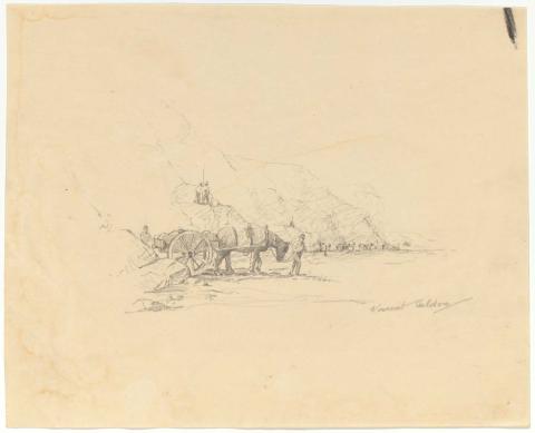 Artwork (Quarry scene with horse and cart) this artwork made of Pencil on cream wove paper
on cream wove paper