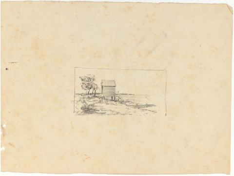 Artwork (Beach scene with pier and shed) this artwork made of Pencil on cream wove paper
on cream wove paper