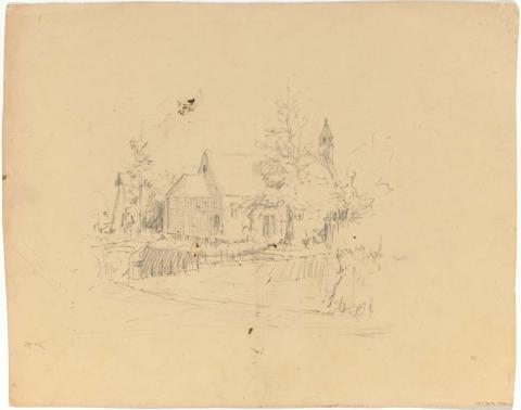 Artwork Study for 'All Saints, Wickham Terrace' this artwork made of Pencil on thick cream wove paper
on thick cream wove paper, created in 1945-01-01