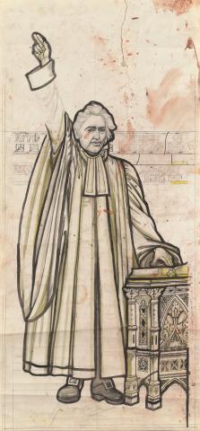Artwork Sketch of Rev. John Dunmore Long for stained glass window, St Stephen's Presbyterian Church, Ipswich this artwork made of Pencil and watercolour on paper