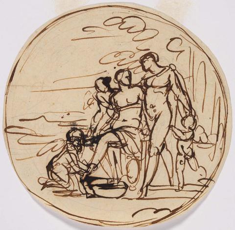 Artwork Mars, Venus and Cupid this artwork made of Pen and brown ink over pencil on cream laid paper, created in 1780-01-01