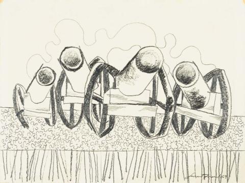 Artwork Preparatory drawing for 'The cannon' this artwork made of Pencil on wove paper, created in 1969-01-01