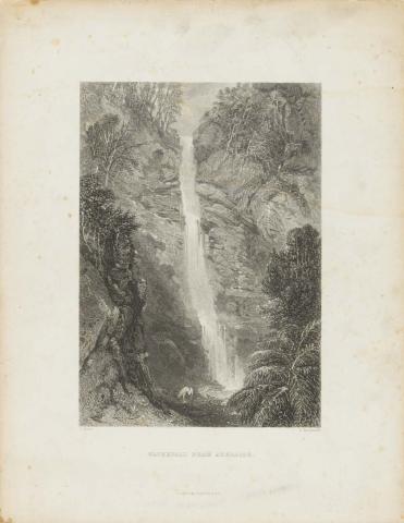 Artwork Waterfall near Adelaide (no. 94 from 'Australia' series) this artwork made of Etching and engraving on thick wove paper, created in 1870-01-01