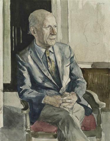 Artwork Study of Professor Rundle this artwork made of Pencil and watercolour wash on wove paper, created in 1976-01-01