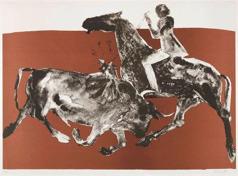 Artwork Horse and rider V this artwork made of Colour lithograph on wove paper, created in 1970-01-01