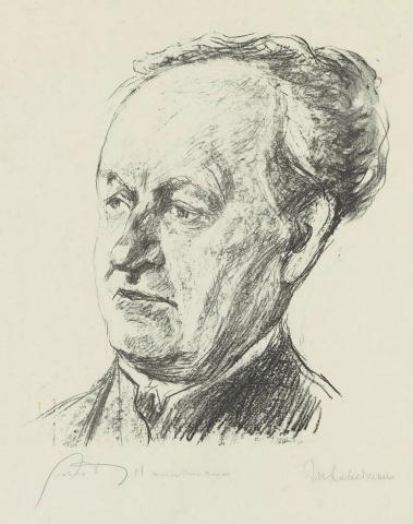 Artwork Portrait of Gerhart Hauptmann this artwork made of Lithograph on smooth wove paper, created in 1922-01-01