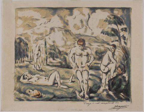 Artwork Les Grands Baigneurs (The large bathers) this artwork made of Colour lithograph on laid handmade paper, created in 1896-01-01