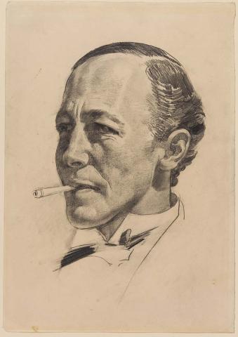 Artwork Portrait of a man smoking a cigarette this artwork made of Pencil on off-white wove paper, created in 1923-01-01