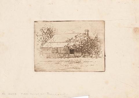 Artwork First house in Brisbane this artwork made of Etching on thick cream handmade wove paper