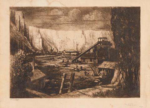 Artwork The quarry this artwork made of Etching on cream wove paper, created in 1927-01-01