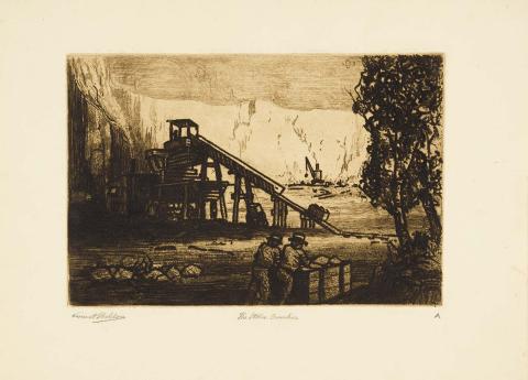 Artwork The stone crusher this artwork made of Etching on thick cream, handmade, wove paper, created in 1928-01-01