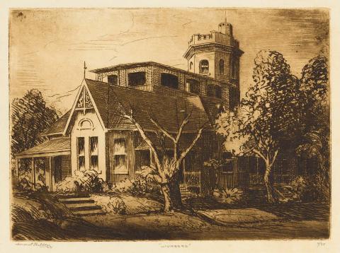 Artwork 'Wynberg' (from 'Wynberg set') this artwork made of Etching on thin, cream, laid paper, created in 1928-01-01
