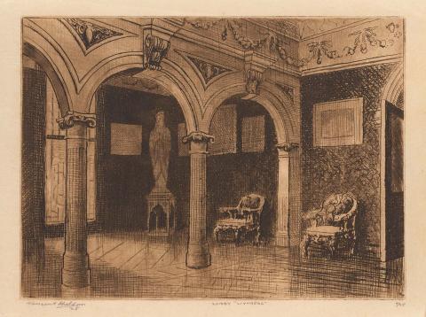 Artwork Lobby, 'Wynberg' (from 'Wynberg set') this artwork made of Etching on thin, cream, laid paper, created in 1928-01-01