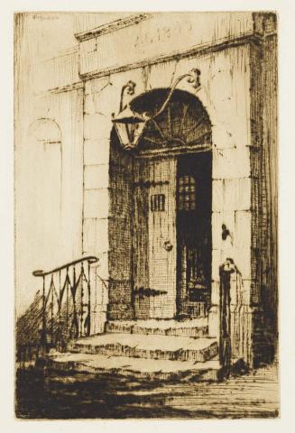Artwork Doorway, Hobart this artwork made of Drypoint on thick rough cream wove paper