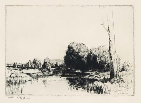 Artwork The lagoon this artwork made of Drypoint on cream wove paper, created in 1945-01-01
