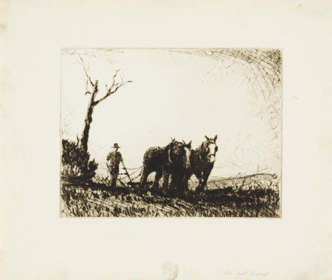 Artwork The last furrow this artwork made of Drypoint on cream handmade wove paper, created in 1934-01-01