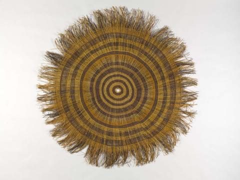 Artwork Twined mat this artwork made of Twined pandanus palm leaf, dyes, created in 1999-01-01
