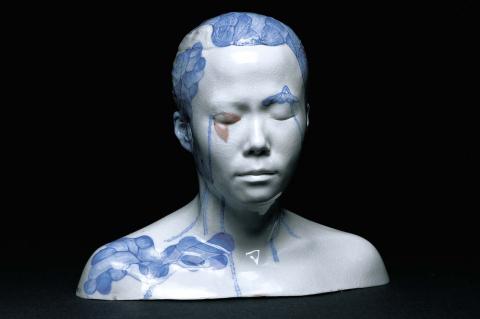 Artwork China China - Bust no.4 this artwork made of Porcelain, cast from figure, with handpainted cobalt underglaze, reduction fired red copper glaze and clear glaze, created in 1998-01-01