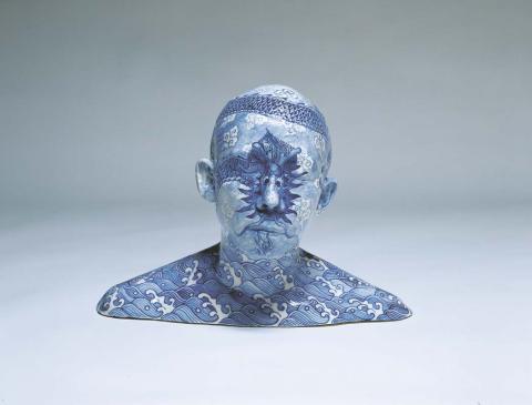 Artwork China China - Bust no.10 this artwork made of Porcelain, cast from figure, with handpainted cobalt underglaze and clear glaze, carved, created in 1998-01-01