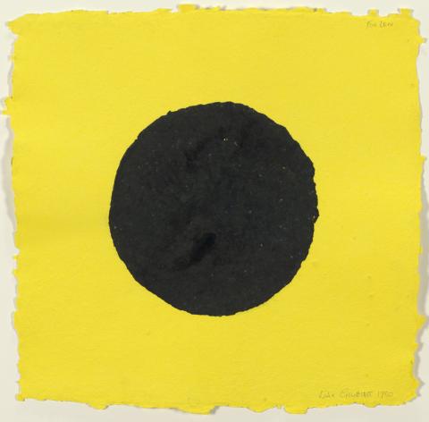Artwork Circle in the square (yellow/black) - For Len Lye this artwork made of Paper pulp with pigment, created in 1980-01-01