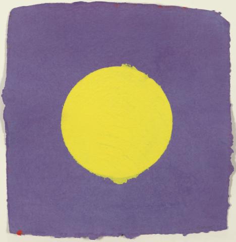 Artwork Shape within shape (violet/yellow) this artwork made of Paper pulp with pigment, created in 1980-01-01