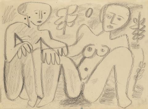 Artwork Lovers no. 19 this artwork made of Charcoal on paper, created in 1952-01-01