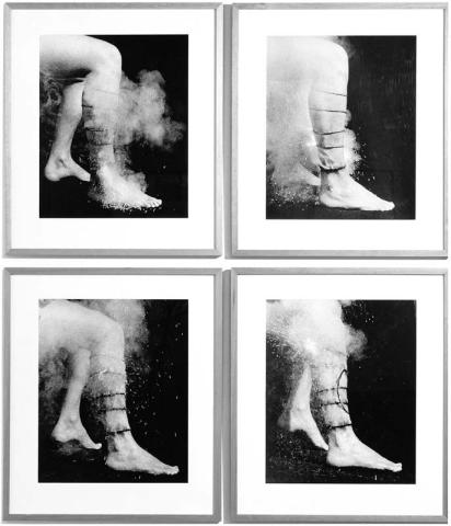 Artwork Integration 3 (Leg spiral performance) this artwork made of Gelatin silver photograph on paper, created in 1975-01-01