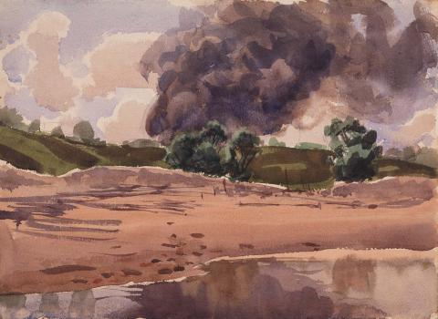 Artwork (Storm cloud) this artwork made of Watercolour with gouache over pencil on paper, created in 1941-01-01