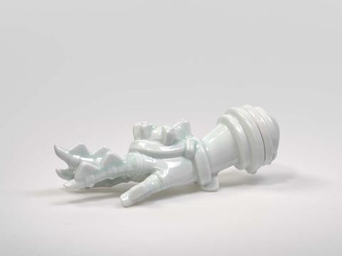 Artwork Untitled (Cyborg hand) this artwork made of Hard-paste porcelain, slip-cast, fired to 1555 degrees Celsius and with clear glaze