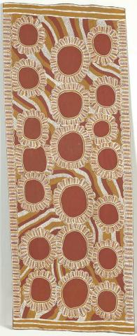 Artwork Wayanaka (Oysters and oyster beds) this artwork made of Natural pigments on bark, created in 2001-01-01