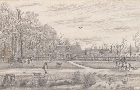 Artwork Marino Lodge, Oxley-Ipswich Road, Queensland, April 1873 this artwork made of Pencil